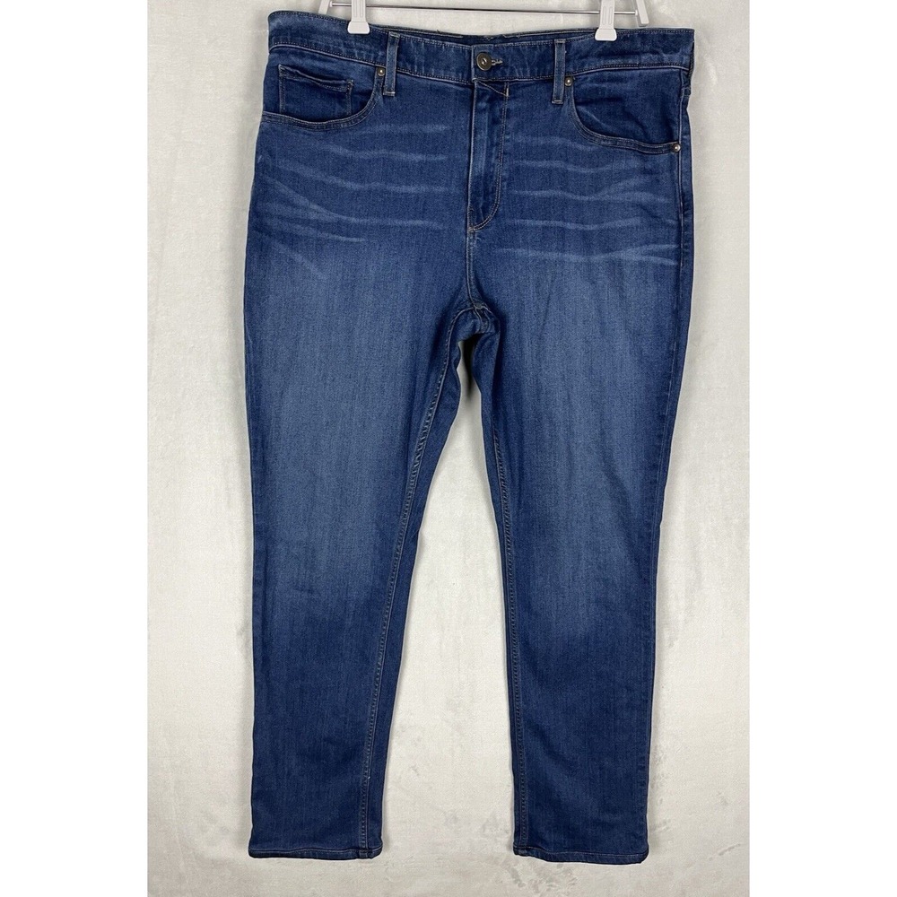 Paige Jean Men 38 Blue Wash Stretch Transcend Federal Slim Straight Whiskering